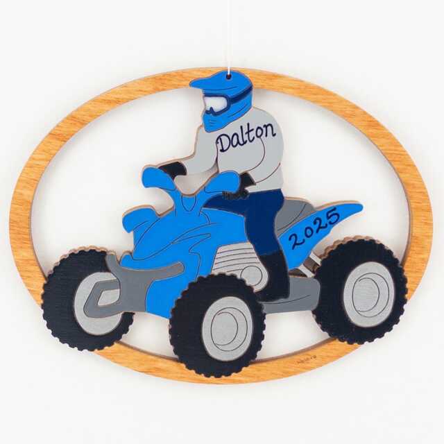 Personalized Atv 4 Wheeler Christmas Ornament-Wood, Hand Painted, Laser Cut - image 1