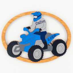 Personalized Atv 4 Wheeler Christmas Ornament-Wood, Hand Painted, Laser Cut - thumbnail 1