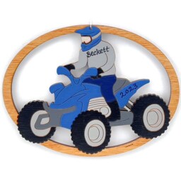 Personalized Atv 4 Wheeler Christmas Ornament-Wood, Hand Painted, Laser Cut - thumbnail 3