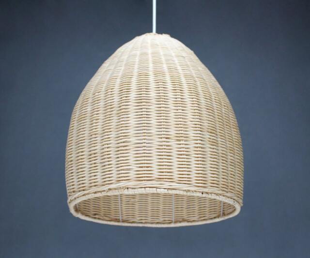"Handwoven Rattan Pendant Light, Kitchen Island Ceiling Lampshade Width 13.7""/17.7"" 20" - image 1