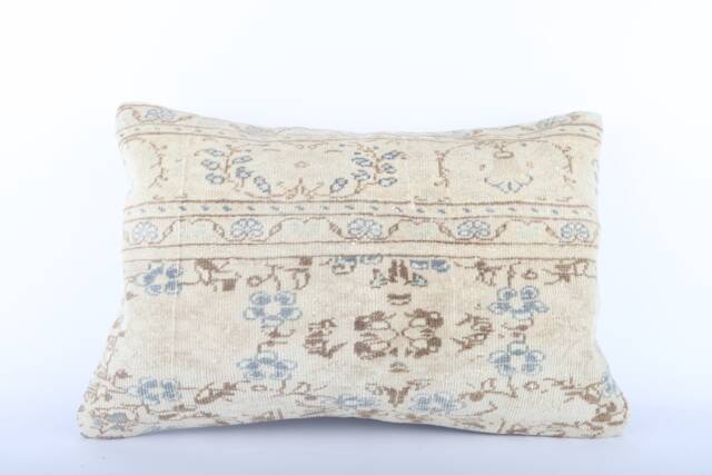 Handwoven Turkish Kilim Lumbar Pillow Bohemian Home Decor - 16x24 Inch - image 1