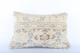 Handwoven Turkish Kilim Lumbar Pillow Bohemian Home Decor - 16x24 Inch - thumbnail 1