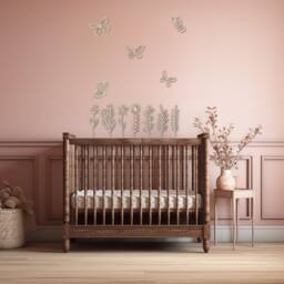 Wooden Flowers - Boho Nursery Flower Decor Wildflower Bedroom Butterfly Wall Decal Girls - thumbnail 1