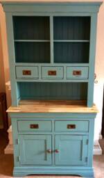 Sold Solid Hardwood Welsh Dresser, Top & Bottom, Complete Unit, Can Be Customised To Any Colour Belgrave Blue Rustoleum
