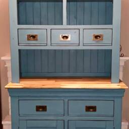 Sold Solid Hardwood Welsh Dresser, Top & Bottom, Complete Unit, Can Be Customised To Any Colour Belgrave Blue Rustoleum - thumbnail 4