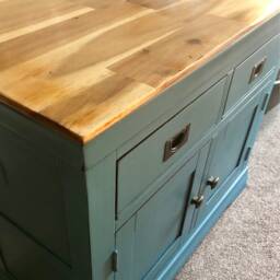 Sold Solid Hardwood Welsh Dresser, Top & Bottom, Complete Unit, Can Be Customised To Any Colour Belgrave Blue Rustoleum - thumbnail 2