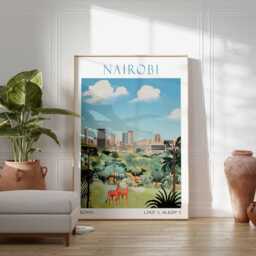 Nairobi Print, Vintage Poster, Wall Art, Safari Poster, Nairobi, Poster Kenya City - thumbnail 3