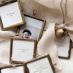 Customizable Engagement Photo Ornament Handmade Letterpress Christmas Decoration - thumbnail 3