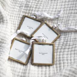 Customizable Engagement Photo Ornament Handmade Letterpress Christmas Decoration - thumbnail 4