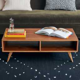 Handmade Mid Century Modern Walnut Or Maple Coffee Table - Cocktail With Shelf Compact Design