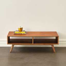 Handmade Mid Century Modern Walnut Or Maple Coffee Table - Cocktail With Shelf Compact Design - thumbnail 3