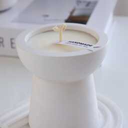 Minimalist Concrete Candle, Modern Home Decor, Handmade Housewarming Gift, Relaxing Aesthetic Soy Candle - thumbnail 3