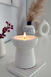 Minimalist Concrete Candle, Modern Home Decor, Handmade Housewarming Gift, Relaxing Aesthetic Soy Candle - thumbnail 1