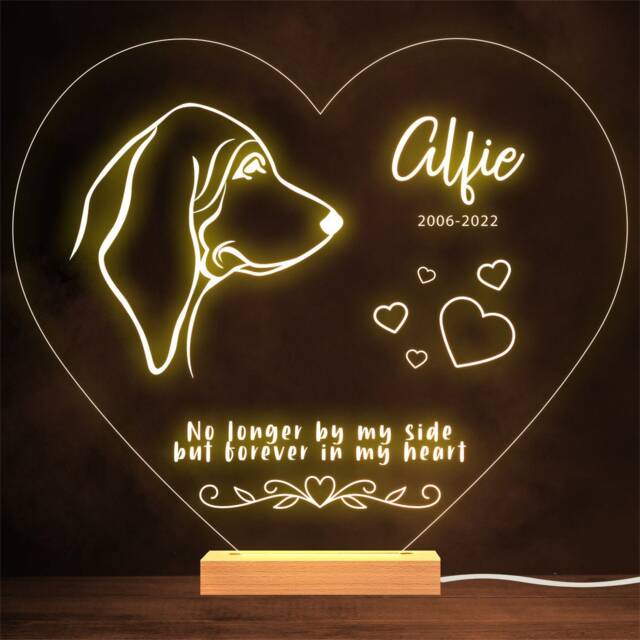 Basset Hound Dog Memorial Pet Loss Personalised Gift Warm Lamp Night Light - image 1