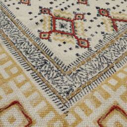 Handmade Cotton Dhurrie Rug, Block Printed Area Rug - thumbnail 2