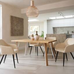 Calia Style Rustic Dining Table Industrial Wood Handmade Bh Legs Wooden/Steel White - thumbnail 3