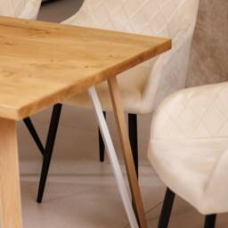 Calia Style Rustic Dining Table Industrial Wood Handmade Bh Legs Wooden/Steel White - thumbnail 2