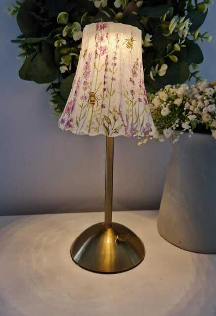 Beautiful Decoupaged Lavender & Bee Usb Rechargeable Table Lamp. Hand Decorated.cordless - image 1