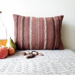 Handmade Wool Pillow Cover Rose Ash Brown Boho Cushion - thumbnail 4