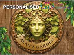 Personalised Green Woman Metal Sign, Flat Printed Sign, Nature Lover's Wall Art D??cor, Garden Guardian, Bronze Garden Celtic Plaque - thumbnail 1