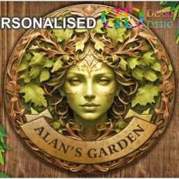 Personalised Green Woman Metal Sign, Flat Printed Sign, Nature Lover's Wall Art D??cor, Garden Guardian, Bronze Garden Celtic Plaque - thumbnail 2