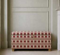 Ottoman in James Hare Paxton Red/Gold - thumbnail 1