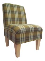 Bedroom Chair On Wooden Beech Coloured Legs - Kintyre Pampus Tartan Fabric - thumbnail 1