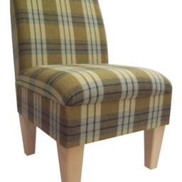 Bedroom Chair On Wooden Beech Coloured Legs - Kintyre Pampus Tartan Fabric - thumbnail 2