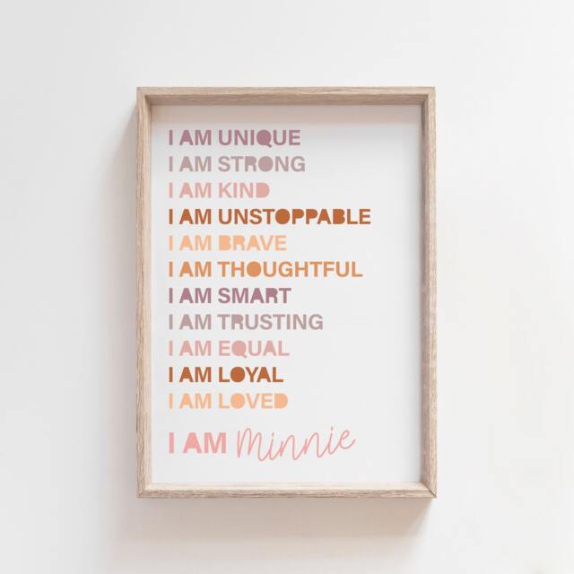 Positive Affirmation Print, Girls Nursery Prints, Inspirational Quotes, Bedroom Decor, Playroom Kids Wall Art - image 1