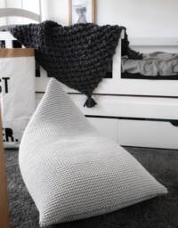 Knitted Cotton Bean Bag Chair Cover Light Grey Kids Lounger