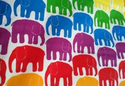 Curtain Panel White Red Purple Blue Green Yellow Elephants Scandinavian Design Cafe Curtain Kitchen Valance , Runner Napkins Great Gift - thumbnail 4