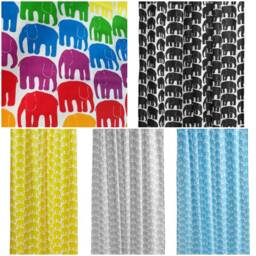 Curtain Panel White Red Purple Blue Green Yellow Elephants Scandinavian Design Cafe Curtain Kitchen Valance , Runner Napkins Great Gift