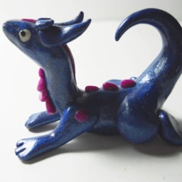 Blue & Magenta Sparkle Dragon Sculpture - thumbnail 4