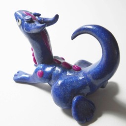 Blue & Magenta Sparkle Dragon Sculpture - thumbnail 2