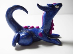 Blue & Magenta Sparkle Dragon Sculpture - thumbnail 1