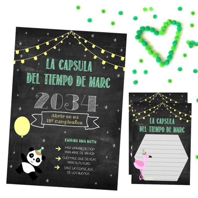 Poster & Cards For Time Capsule, Panda Bear Pelican Decoration, First Birthday. PDF - image 1