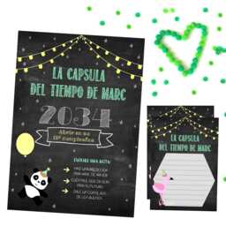 Poster & Cards For Time Capsule, Panda Bear Pelican Decoration, First Birthday. PDF - thumbnail 1