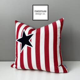 Stars & Stripes Outdoor Pillow Cover, Red, White & Blue Sunbrella?? Cushion Cover For Porch Patio Chairs, Nautical Cushions, Americana - thumbnail 1
