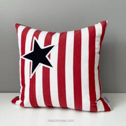 Stars & Stripes Outdoor Pillow Cover, Red, White & Blue Sunbrella?? Cushion Cover For Porch Patio Chairs, Nautical Cushions, Americana - thumbnail 4