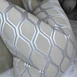 Luxury Geometric Design Cushion Cover, Natural Silver Pillow Cover For Sofa Or Bed, Throw Designer Fabric - Double Sided - thumbnail 2