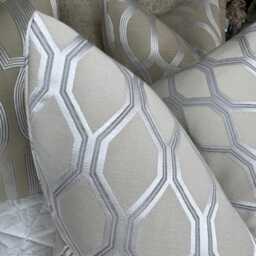 Luxury Geometric Design Cushion Cover, Natural Silver Pillow Cover For Sofa Or Bed, Throw Designer Fabric - Double Sided - thumbnail 3