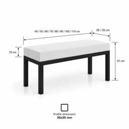 Bedroom Bench, End Of Bed Dressing Room Seat, Modern Metal Frame Handmade, Custom Size & Color - thumbnail 3