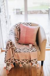 Boho Textured Throw, Decorative Couch Handwoven Cotton Warm Blanket, Machine Washable Outdoor Patio Blanket, Picnic Blanket - thumbnail 1