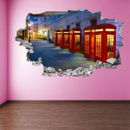 Red Phone Box Booth London Wall Decal Sticker Mural Poster Print Art Home Office Decor Fz3