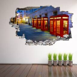 Red Phone Box Booth London Wall Decal Sticker Mural Poster Print Art Home Office Decor Fz3 - thumbnail 2