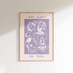 Hot Girls Do Yoga Wall Print - Pilates Illustration Poster Health & Fitness Art Gifts For - thumbnail 1