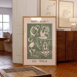 Hot Girls Do Yoga Wall Print - Pilates Illustration Poster Health & Fitness Art Gifts For - thumbnail 3