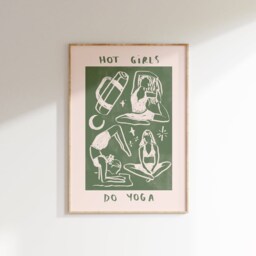 Hot Girls Do Yoga Wall Print - Pilates Illustration Poster Health & Fitness Art Gifts For - thumbnail 2