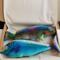 Unicorn Fish Pillow Novelty Velvet Stuffed Toy, Coastal Decor - thumbnail 2