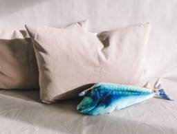 Unicorn Fish Pillow Novelty Velvet Stuffed Toy, Coastal Decor - thumbnail 1